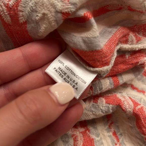 🟢 MISA Los Angeles Coral Grey & White Stripe Embroidered Off Shoulder Top - Picture 5 of 6